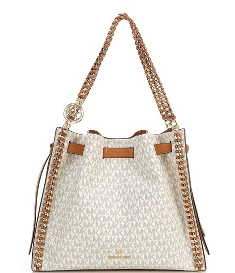 michael kors gold bag with chain|Michael Kors chain shoulder bag.